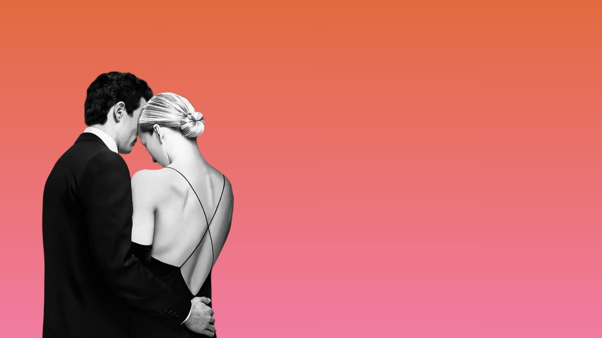 Casal inspirado em John Kennedy Jr e Carolyn Bessette na série Love Story visto de costas